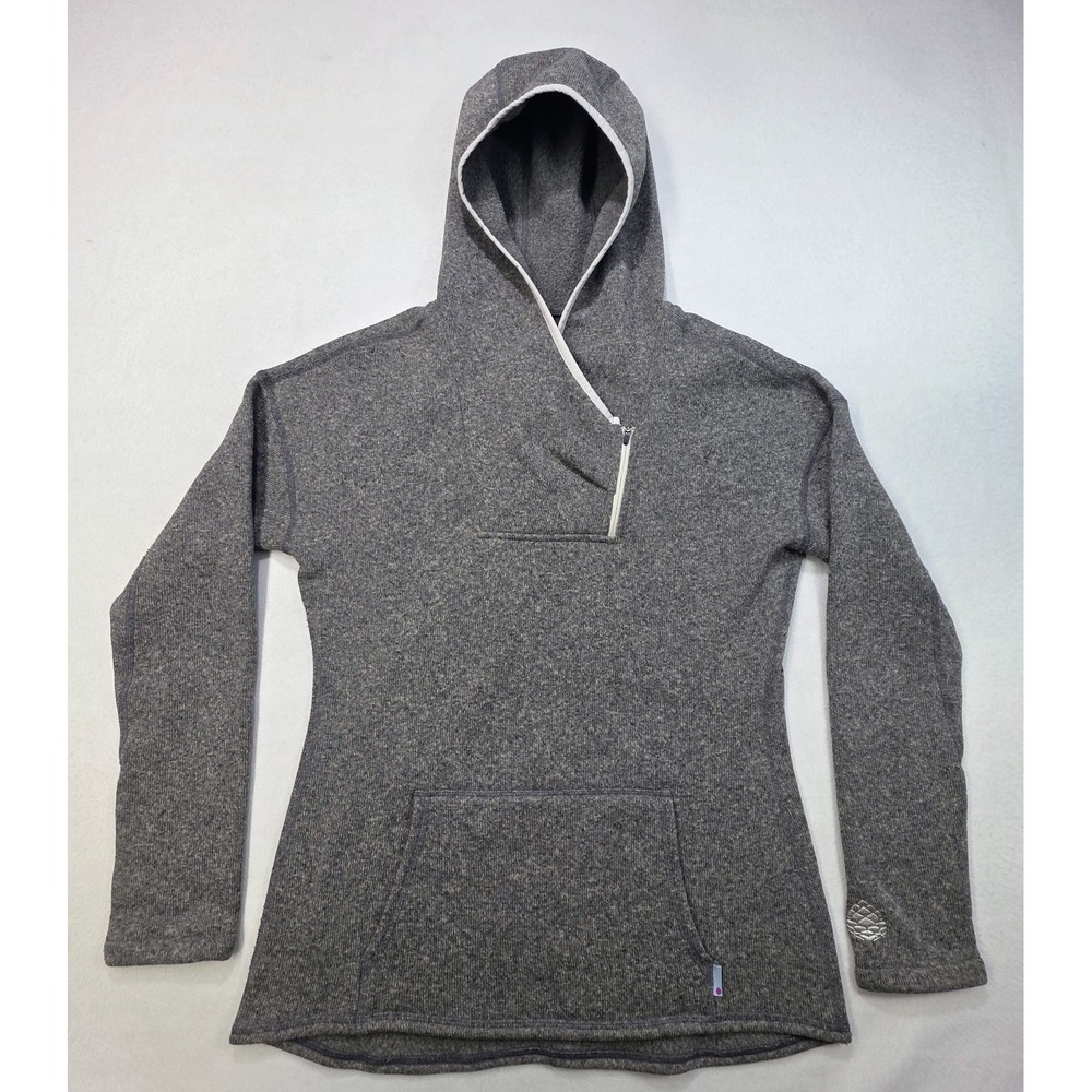 Stio Sweetwater Hoodie Womens Large Pullover Fleece Gray Beige Pockets